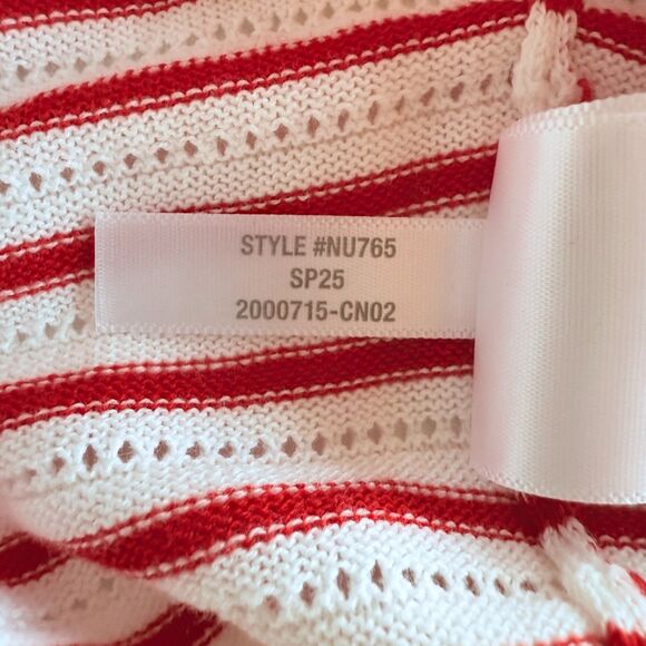 NWT Madewell Women's Textural-Stitch Cotton Sweater in Bright Flame Stripe Sz XS - Picture 13 of 15